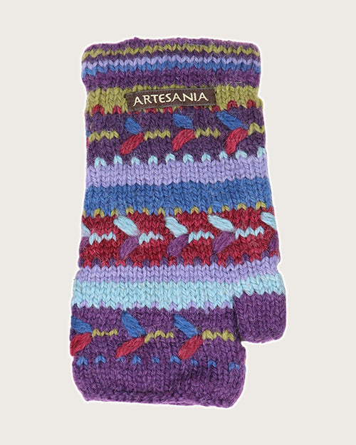 Alpaca Handwarmers, purple multi