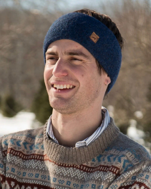 Alpaca Headband, denim, worn