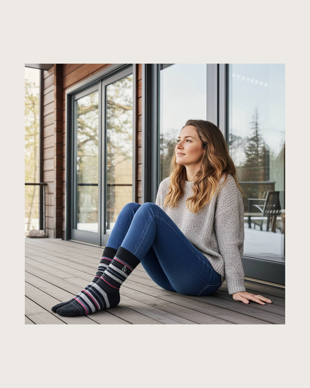 Mauve Alpaca Stripe Socks