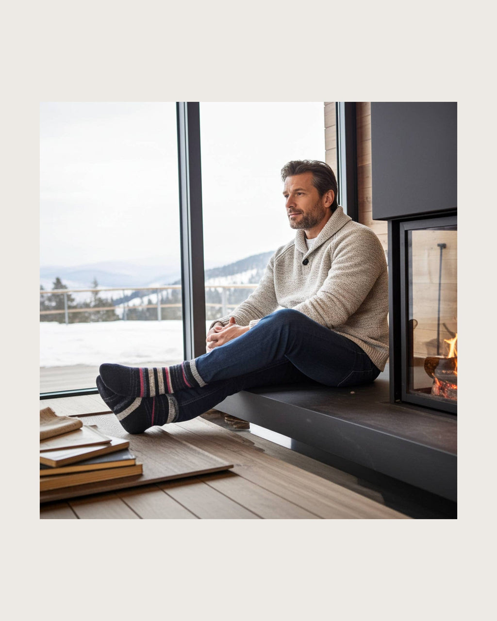 Mauve Alpaca Stripe Socks