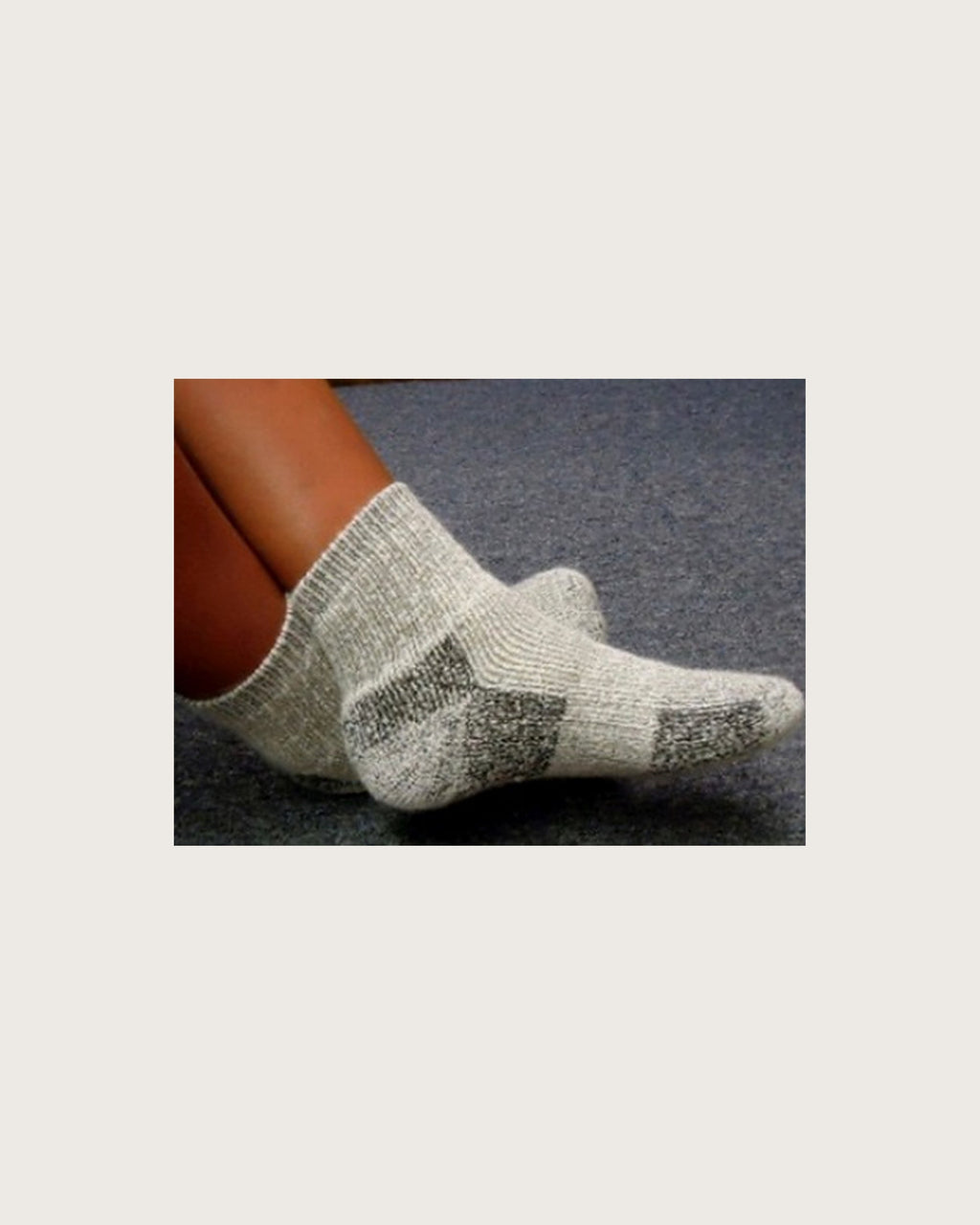 Light grey alpaca mini crew sock, worn