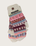 Patterned Alpaca Glittens, cream multi